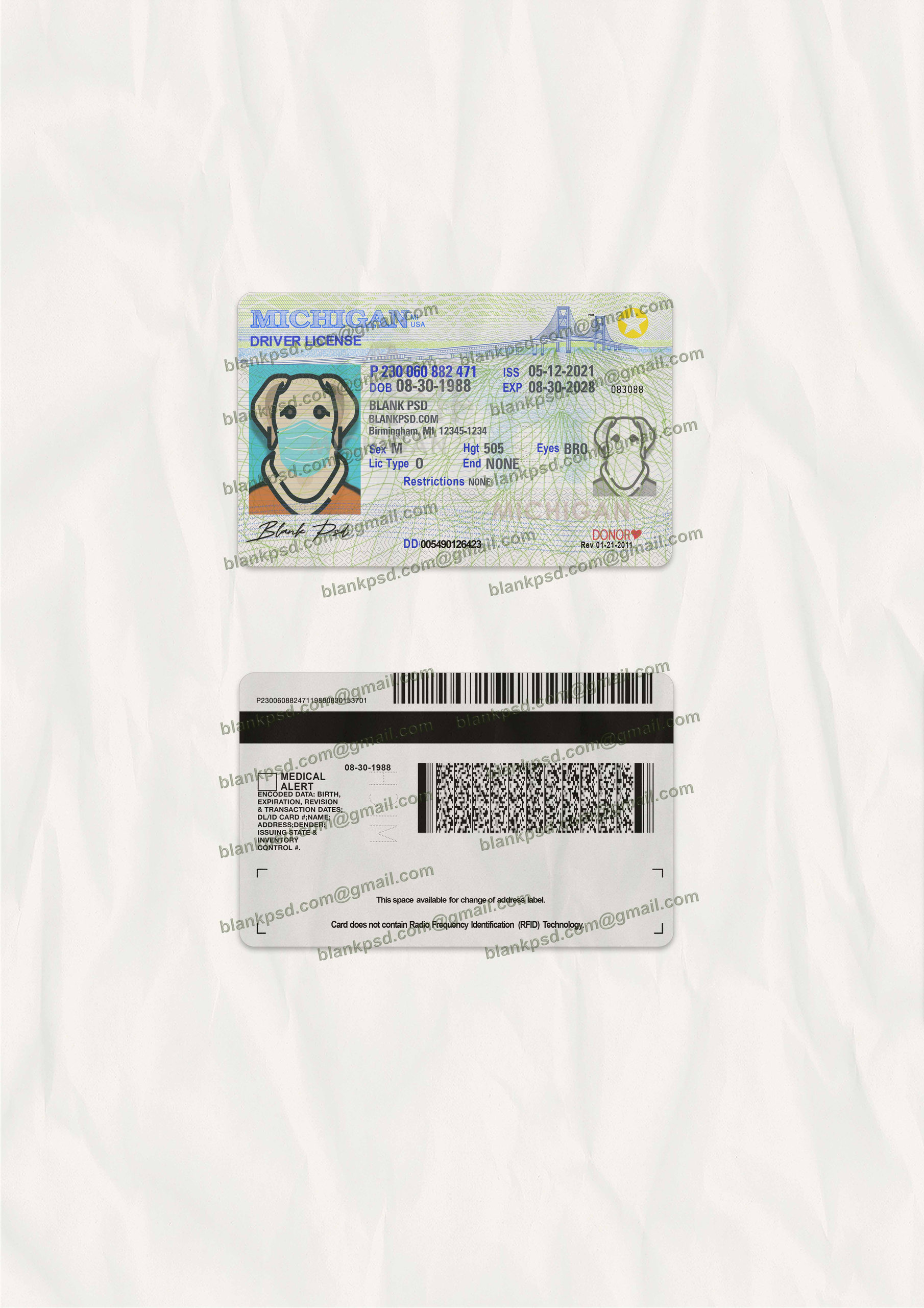 Blank Michigan Drivers License Template New V2 Blank PSD