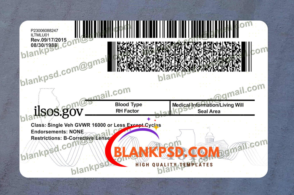 Blank Illinois Drivers License Template New V2 2400 DPI