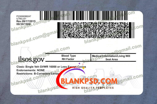 back of illinois drivers license