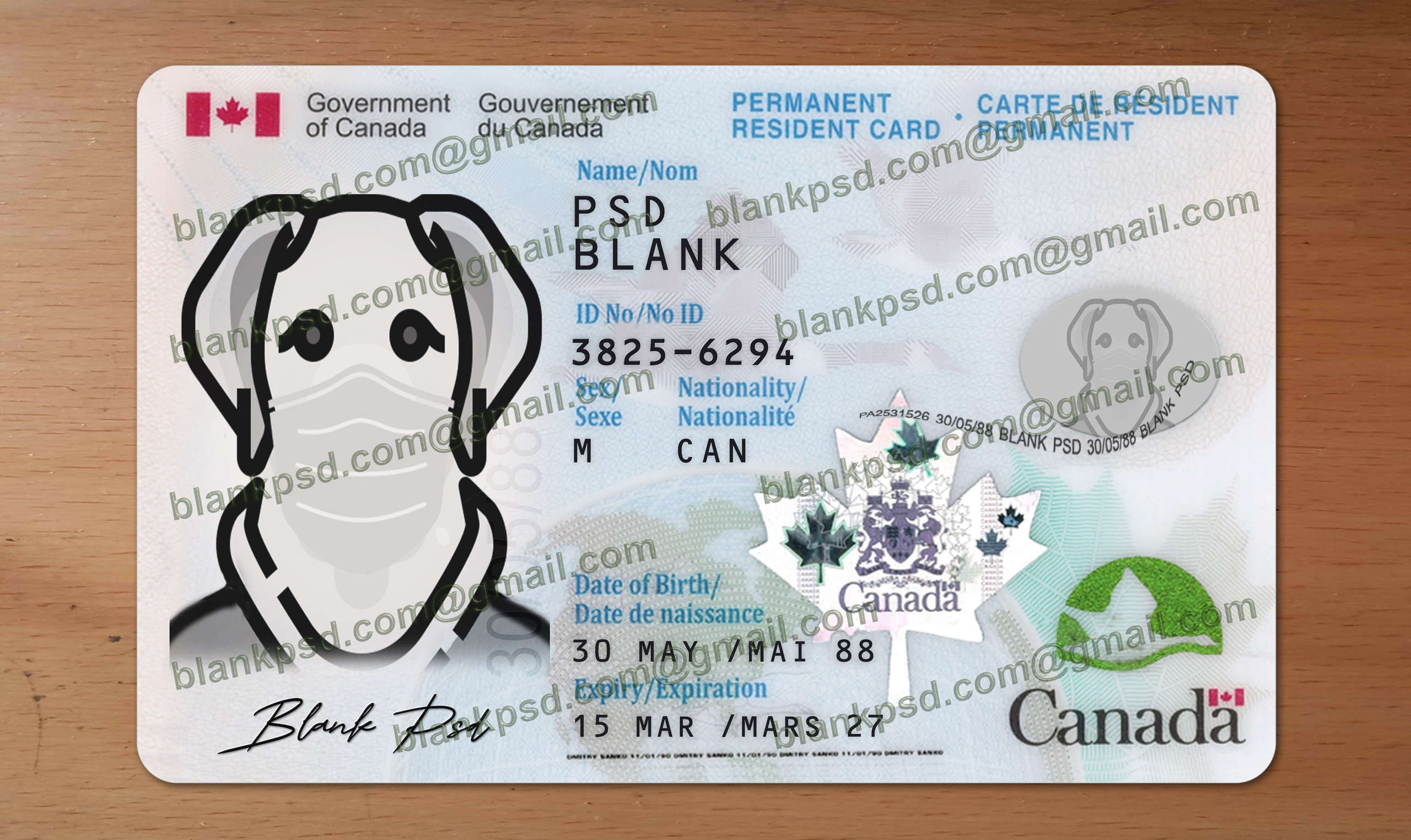 Fake Canada Id Card New Blank Psd