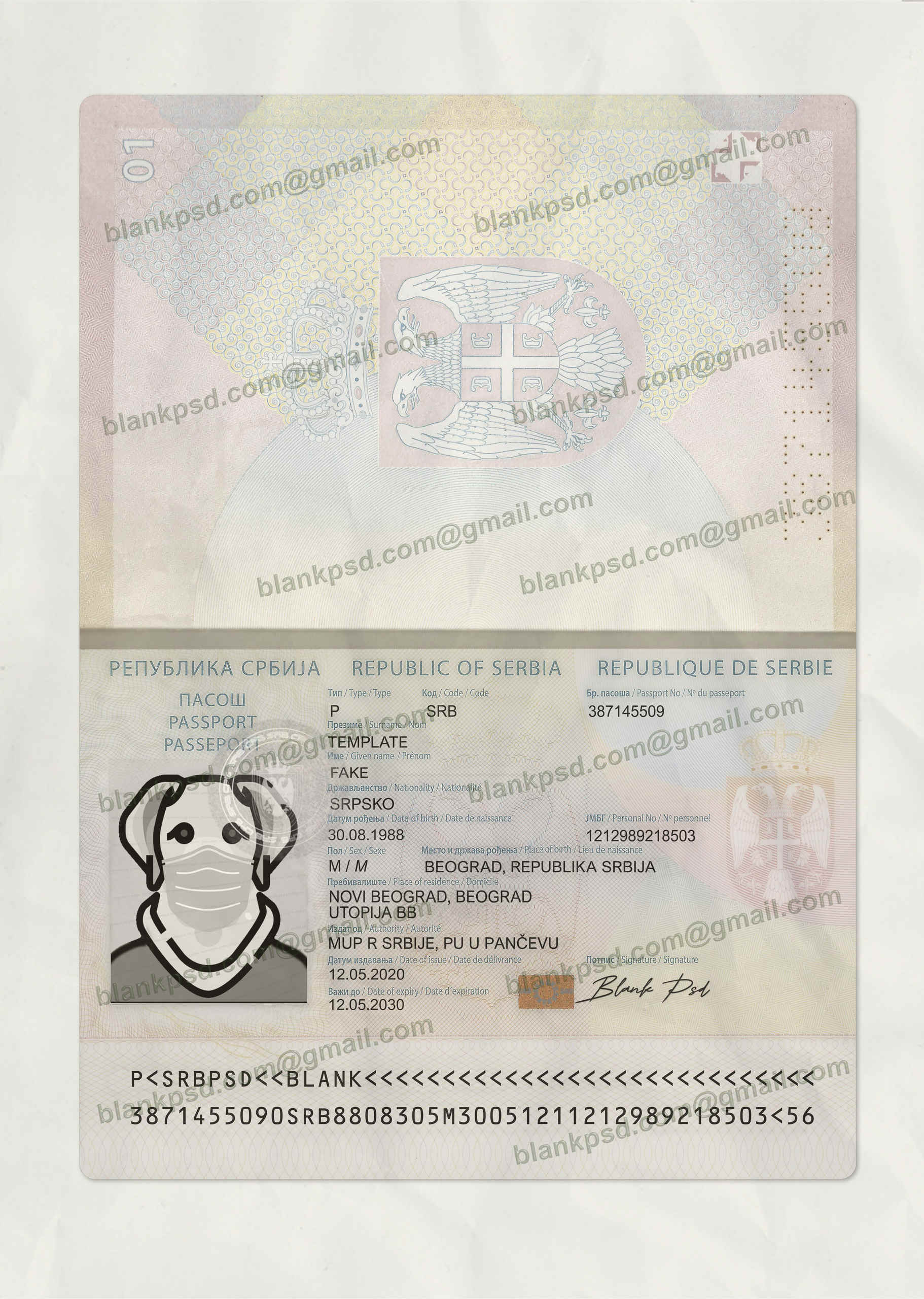 Serbian Passport Template Psd New V2 2 fake serbia passport psd