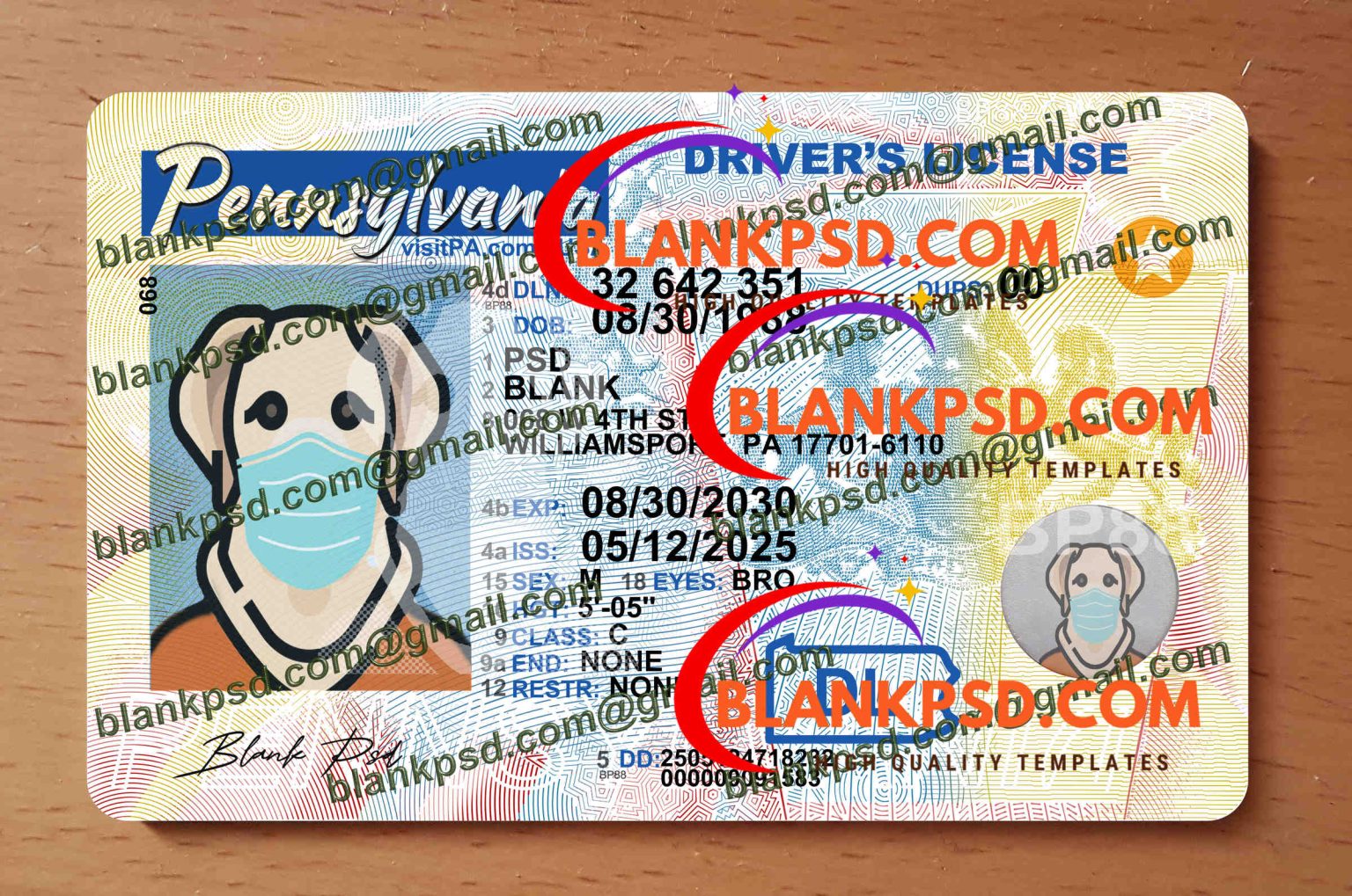 Blank PSD Drivers License, ID Card, Passport, Bank Statement